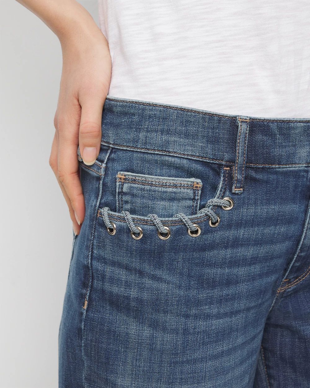 Mid-Rise Everyday Soft Denim™ Grommet Girlfriend Jean | White